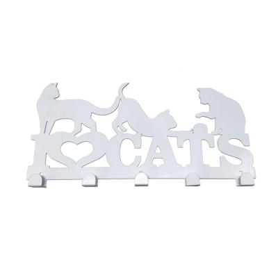 Wandkapstok Versa Wit Metaal Ijzer Katten 2 X 17 X 39 CM