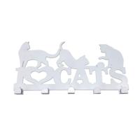 Wandkapstok Versa Wit Metaal Ijzer Katten 2 X 17 X 39 CM - thumbnail