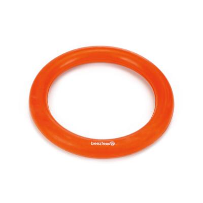 Rubber hondenspeeltje ring massief oranje 15 cm