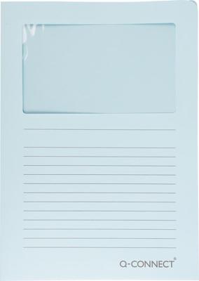 Q-CONNECT L-map met venster, 120 g/m², A4, pak van 100 stuks, lichtblauw