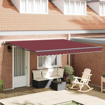 VidaXL Luifel handmatig uittrekbaar 400x300 cm bordeauxrood VidaXL Luifel handmatig uittrekbaar 400x300 cm bordeauxrood