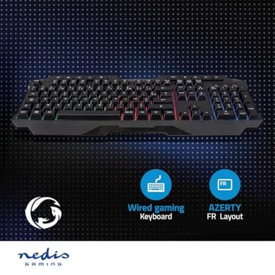 Nedis Bedraad Gaming Toetsenbord | USB Type-A | Membrane Toetsen | LED | AZERTY | Frans | USB Gevoed | Lengte stroomkabel: 1.30 m | Multimedia -