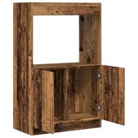 Hoge kast 63x33x100 cm bewerkt hout oud houtkleurig - thumbnail