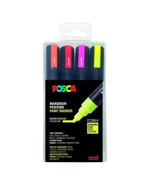Paintmarker uni posca pc5m m fluor 4st assorti