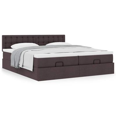 Ottoman bed met matrassen 180x200cm stof donkerbruin
