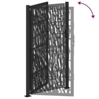 Poort met sporenontwerp 105x180 cm staal zwart - thumbnail