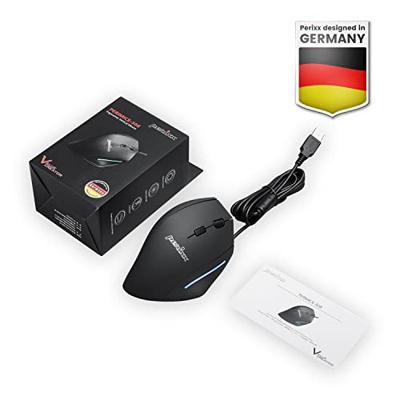 Perixx PERIMICE-508 Ergonomische muis USB Optisch Zwart 6 Toetsen 1000 dpi Ergonomisch