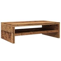 Monitorstandaard 42x24x13 cm bewerkt hout oud houtkleurig - thumbnail