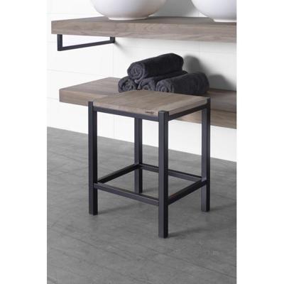 Badkamer Kruk LoooX Wooden Stool met Frame 35x30x45 cm Massief Eiken Old Grey Mat Zwart Looox Badkamer Kruk LoooX Wooden Stool met Frame 35x30x45 cm Massief Eiken Old Grey Mat Zwart Looox