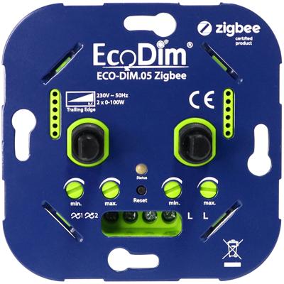 Zigbee led dimmer duo van ecodim - 0-100w fase afsnijding - geschikt voor 2 groepen