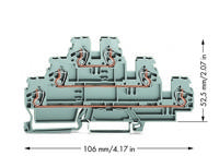 WAGO 870-551 Doorgangsklem 3-etages 5 mm Spanveer Toewijzing: L, L, L Grijs 50 stuk(s) - thumbnail