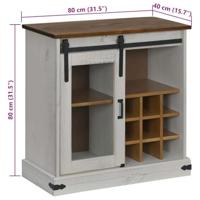 Dressoir HALDEN met schuifdeur 80x40x80 cm massief hout wit - thumbnail