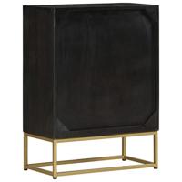 Dressoir met 2 deuren 55x30x75 cm mangohout zwart en goud - thumbnail