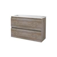 Badmeubelset Aquasplash Salt 100x39 cm Greeploos 2 Lades Met Wastafel 2 Kraangaten Scotch Oak Aquasplash - thumbnail