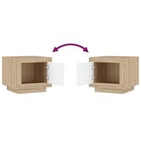 Salontafel 51x50x45 cm bewerkt hout wit en sonoma eikenkleurig - thumbnail