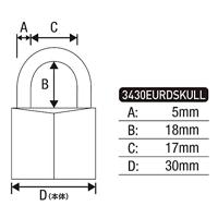 Masterlock Hangslot 30mm, bedrukt: skull - 3430EURDSKULL 3430EURDSKULL - thumbnail