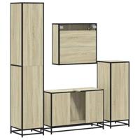 4-delige Badkamermeubelset bewerkt hout sonoma eikenkleurig - thumbnail