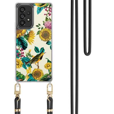 Samsung Galaxy A53 hoesje met zwart koord - Sunflowers Samsung Galaxy A53 hoesje met zwart koord - Sunflowers