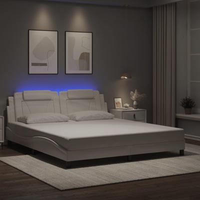 Bedframe "Viana" met LED zonder matras kunstleer wit 180x200 cm