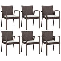 Tuinstoelen 6 st met kussens 56,5x57x83 cm poly rattan bruin - thumbnail