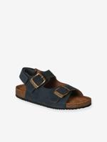 Sandalen voor jongens van leer met gespen blauw - thumbnail