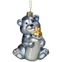Kersten Ornament Geboorte teddy glas blauw 11.4cm - thumbnail