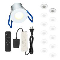 Set LED-inbouwspot met afstandsbediening Varese wit 3W dimbaar IP54 1-12 stuks - thumbnail