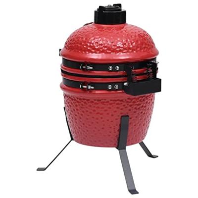 Kamado barbecue 2-in-1 56 cm keramiek rood Kamado barbecue 2-in-1 56 cm keramiek rood