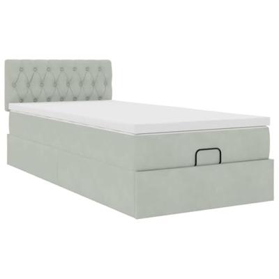 Ottoman bed met matras en LED's 80x200cm fluweel lichtgrijs