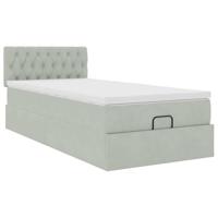 Ottoman bed met matras en LED's 80x200cm fluweel lichtgrijs - thumbnail