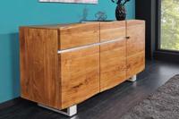 Massief boomstamdressoir MAMMUT 135cm acacia roestvrijstalen sledeonderstel - 38473 - thumbnail