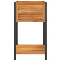 Plantenbak met schap 45x45x80 cm massief acaciahout en staal - thumbnail