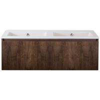 Frozen 3D Badmeubelset 120 cm - Greeplijst in Kleur - Dark Oak - Keramische Wastafel Wit Zonder Kraangat - thumbnail