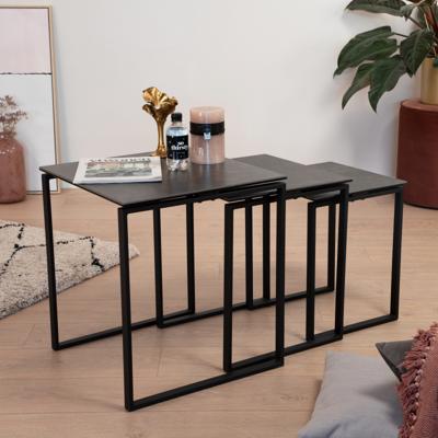 Sohome Bijzettafel 'Parker' Keramiek, Set van 3 stuks, kleur Zwart Sohome Bijzettafel 'Parker' Keramiek, Set van 3 stuks, kleur Zwart