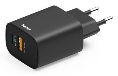Hama Snellader 1x USB-A 1x USB-C PD 30W Zwart