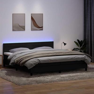 Boxspring met matras en LED fluweel zwart 180x210 cm