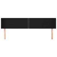 Hoofdbord met randen 203x16x78/88 cm stof zwart - thumbnail