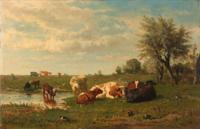 Gerard Bilders, Koeien in de weide 90x60cm, Rijksmuseum, premium print, print op canvas, oude meester - thumbnail