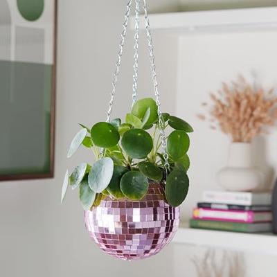Hangende discobal bloempot - Roze