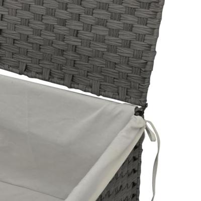 VidaXL Wasmand met deksel 55,5x35x34 cm poly rattan grijs - thumbnail