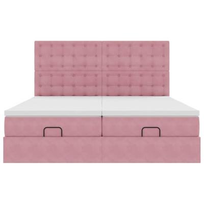 Ottoman bed met matrassen 160x200cm fluweel roze