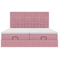 Ottoman bed met matrassen 160x200cm fluweel roze - thumbnail