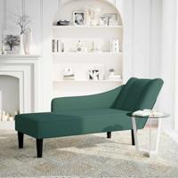 Chaise longue met rechterarmleuning fluweel donkergroen - thumbnail