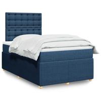 Boxspring met matras stof blauw 120x200 cm - thumbnail