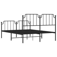 Bedframe met hoofd- en voeteneindemetaal zwart 140x200 cm - thumbnail