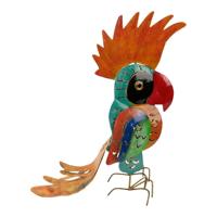 Metalen Beeld Papegaai Oranje-Turquoise (41 x 29 x 16 cm) - thumbnail