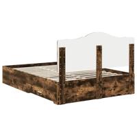 Bedframe met hoofdeinde Gerookt eiken 140 x 190 cm Bewerkt hout - thumbnail