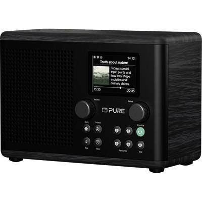 Pure Classic H4i Black-Black Ash EU/UK Zakradio Internet, DAB+, FM DAB+, Bluetooth, USB, MP3, Internetradio Zwart, Es