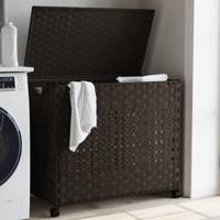 VidaXL Wasmand op wielen 66x35x60 cm rattan donkerbruin - thumbnail