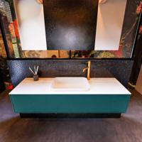 Badkamermeubelset Mondiaz Erin 150 cm met 1 Lade met RIDGE Wastafel Midden Talc met 1 kraangat Greeploos Mat Smag - thumbnail